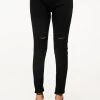 Shredded Black High Waist Skinny Jeans