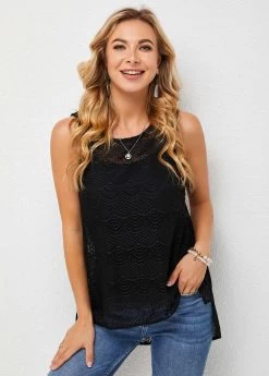 Round Neck Tank Top And Black Camisole
