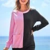 Contrast Pocket Round Neck Long Sleeve Sweatshirt