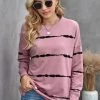 Long Sleeve Striped Round Neck Sweatshirt