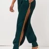 Dark Green Lace Up Side Slit Pants
