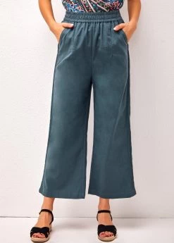 Peacock Blue High Waisted Pockets Pants