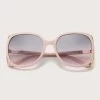Rhinestone Metal Material Pink Sunglasses For Women