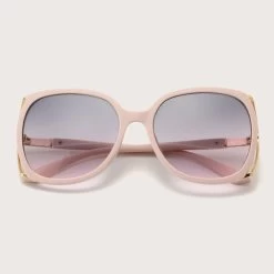 Rhinestone Metal Material Pink Sunglasses For Women