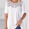 White Lace Patchwork Short Sleeve T Shirt