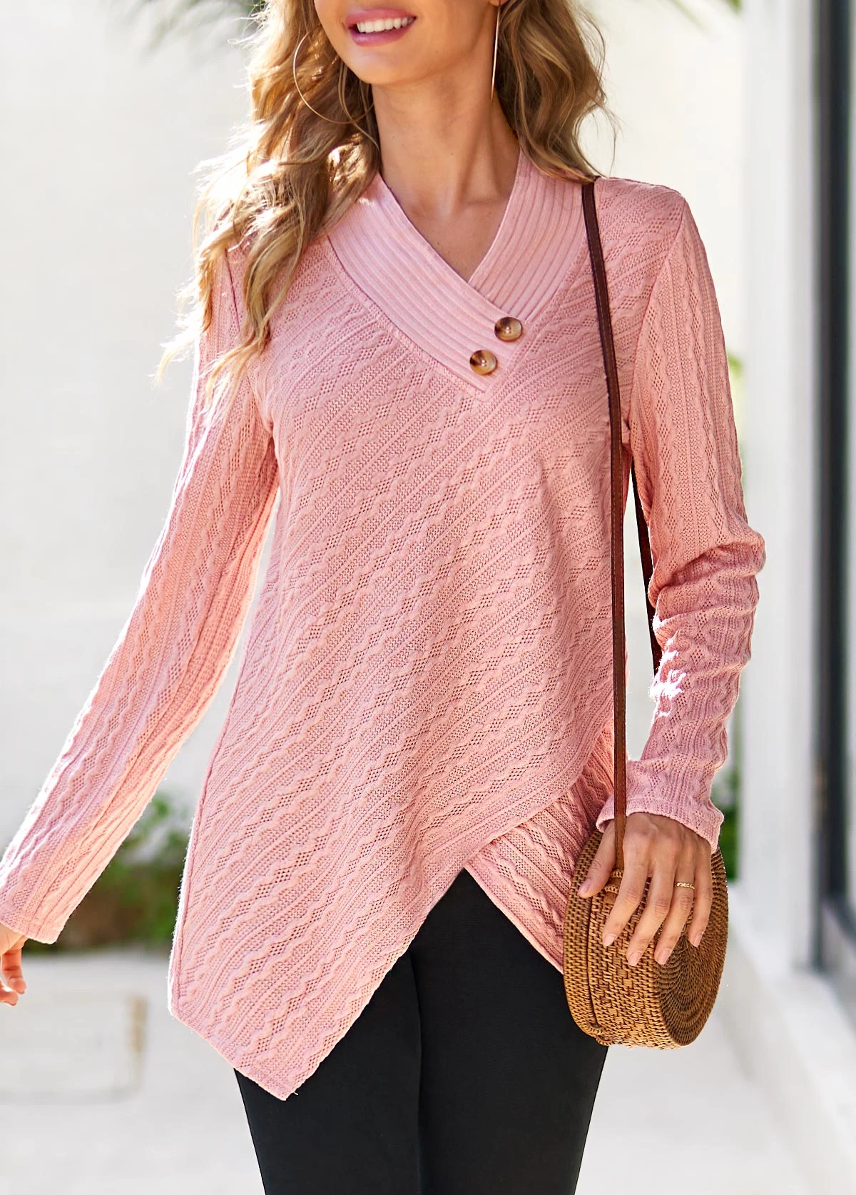 Dusty Pink Cross Hem Long Sleeve Sweatshirt - Image 4