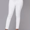 White Skinny Zipper Fly High Waisted Pants