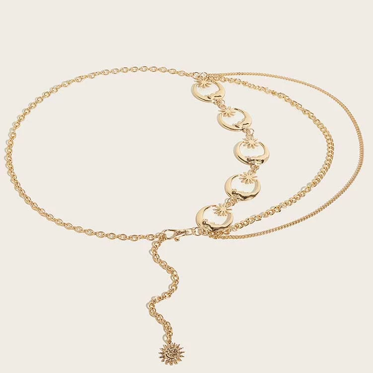 Gold Metal Detail Moon And Sun Design Belt - Image 2