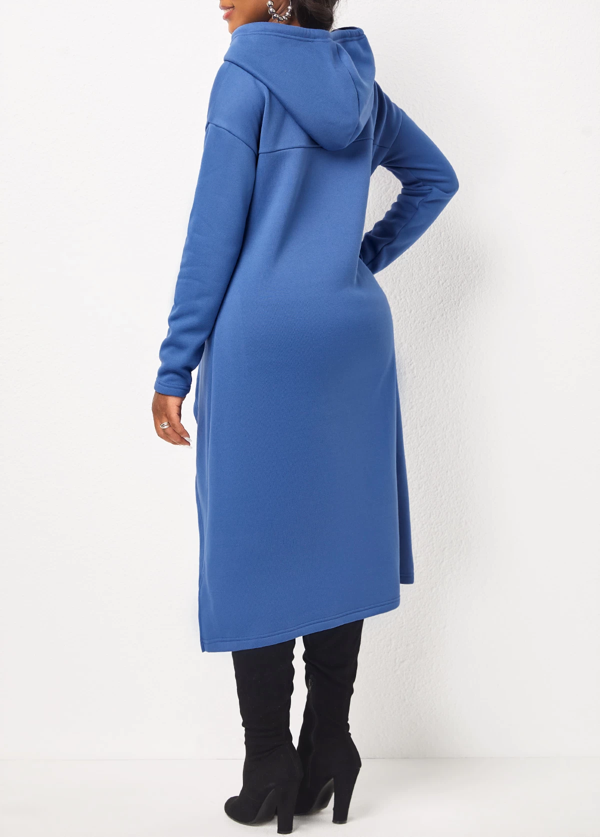 Dusty Blue Pocket Long Sleeve Hoodie - Image 2