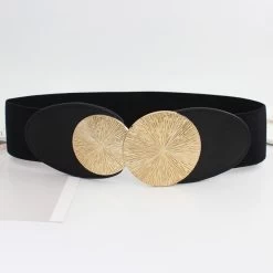 Black Round Detail Elastic Design Belt