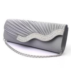 Dark Grey Magnetic Chains Fold Shoulder Bag