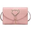 Dusty Pink Magnetic Tassel Heart Detail Shoulder Bag