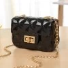 Black Turnlock Chains Detail Shoulder Bag