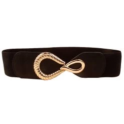 Asymmetrical Black Metal Detail Leather Belt