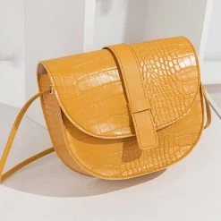 Ginger Magnetic PU Crocodile Pattern Shoulder Bag