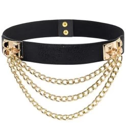 Black Elastic Chain Tassel Design Belt