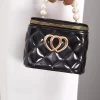 Black Zip Pearl Chains Shoulder Bag
