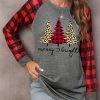 Red Christmas Tree Print Long Sleeve Sweatshirt