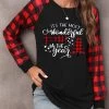 Red Christmas Print Long Sleeve Round Neck Sweatshirt