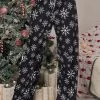 Black Drawstring Christmas Print Drawastring Pants