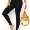 Black Fleece Thickening Elastic Waist Leggings