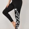 Black Christmas Tree Print High Waisted Leggings