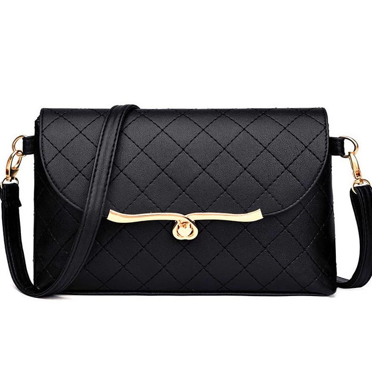 Black Turnlock PU Material Shoulder Bag