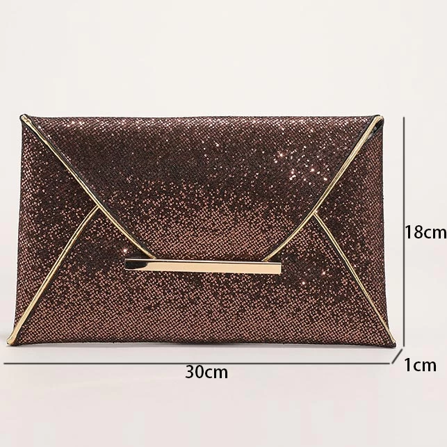 Dark Coffee Magnetic Sequined Clutch Bag - Image 2