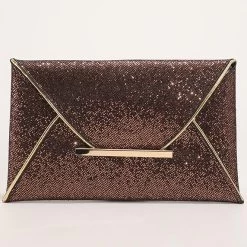 Dark Coffee Magnetic Sequined Clutch Bag