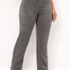 Grey Plush Elastic Waist High Waisted Pants