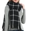 Black Plaid Tassel Design Cashmere Scarf
