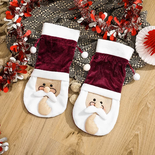 Red Christmas Santa Claus Print Wine Cover - Image 3