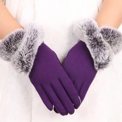 Dark Purple Warming Full Finger Gloves