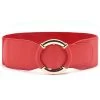 Red Faux Leather Circular Ring Belt