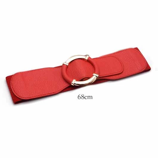 Red Faux Leather Circular Ring Belt - Image 2