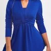 Royal Blue Ruched Long Sleeve T Shirt