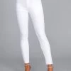 White High Waisted Button Fly Leggings