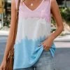 Multi Color Pocket V Neck Tank Top