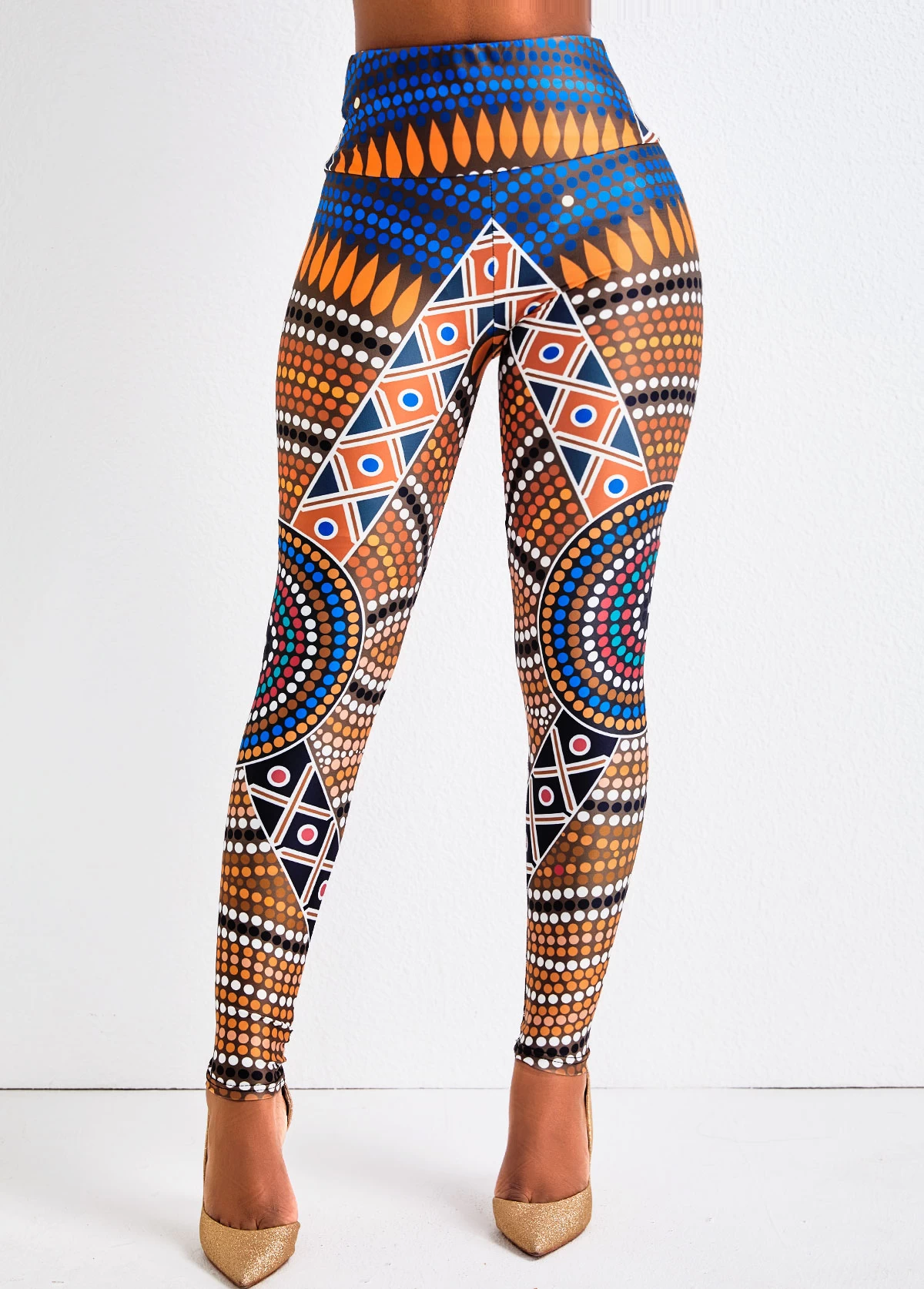 Multi Color Tribal Print High Waisted Leggings - Image 2