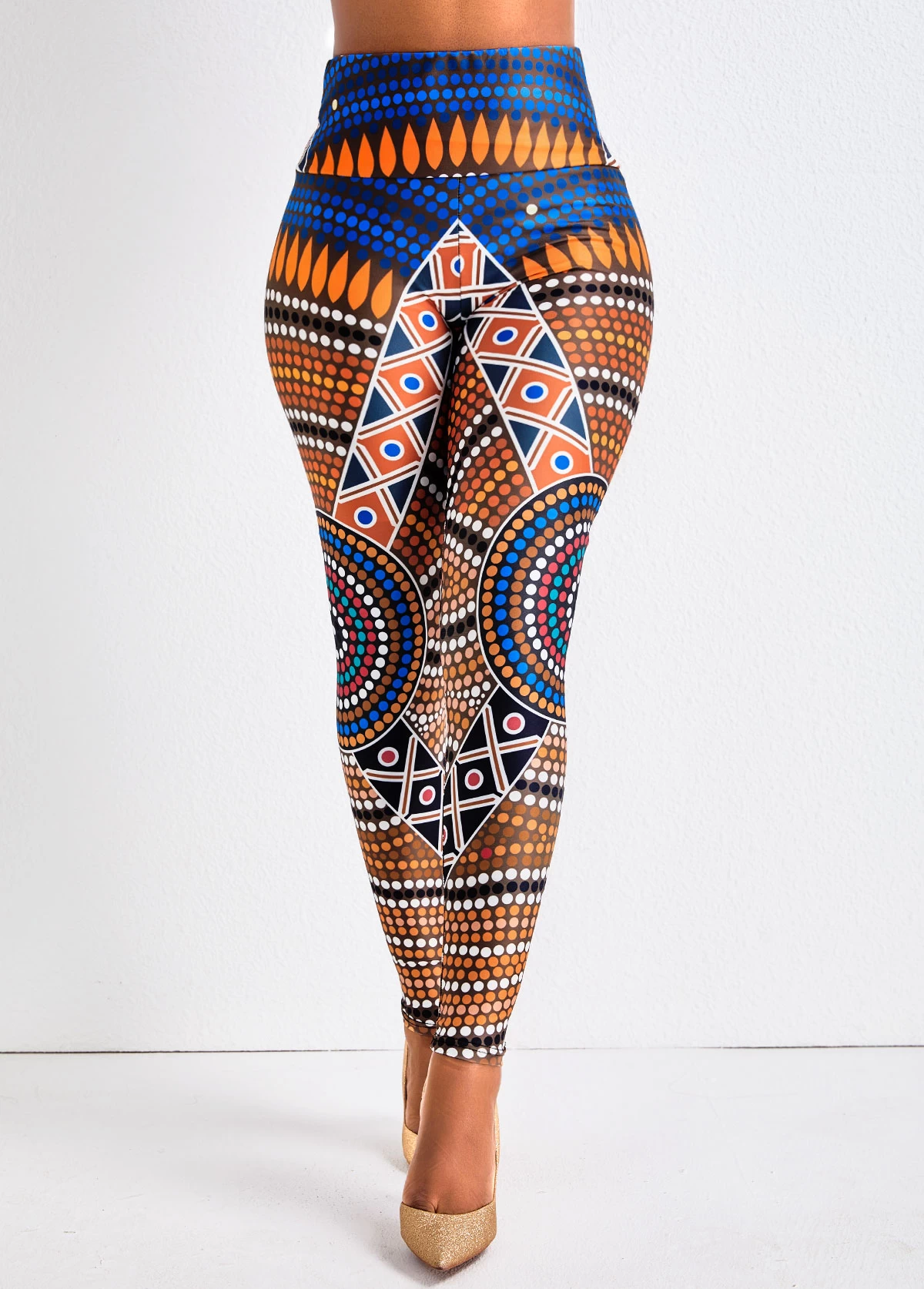 Multi Color Tribal Print High Waisted Leggings - Image 3