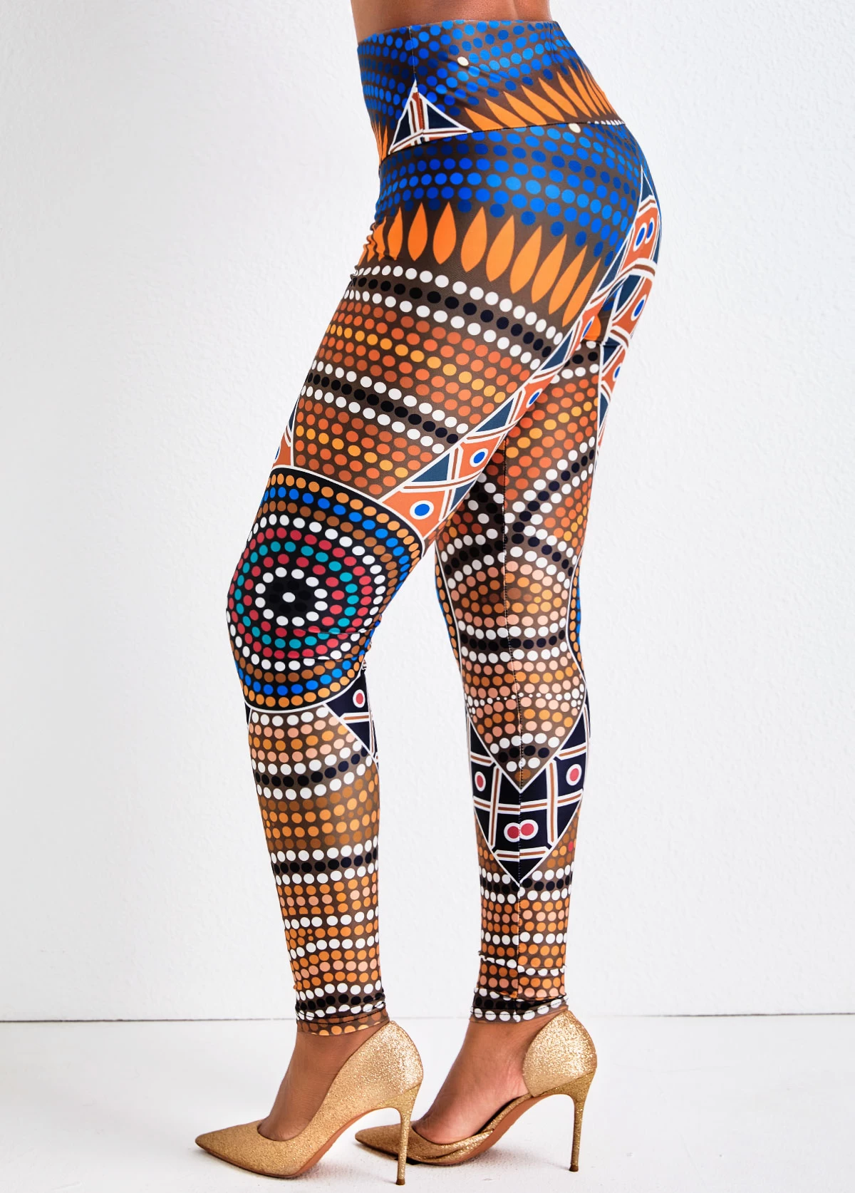 Multi Color Tribal Print High Waisted Leggings - Image 4
