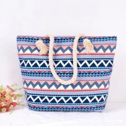 Multi Color Chevron Print Zip Hand Bag