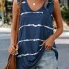 Dark Blue Pocket Striped Tank Top