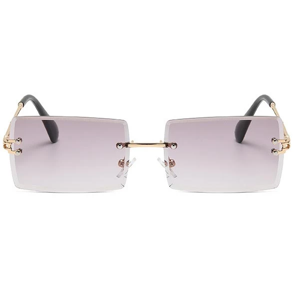 Grey Geometric Design Metal Detail Sunglasses - Image 2