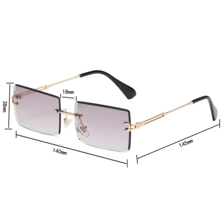 Grey Geometric Design Metal Detail Sunglasses - Image 3