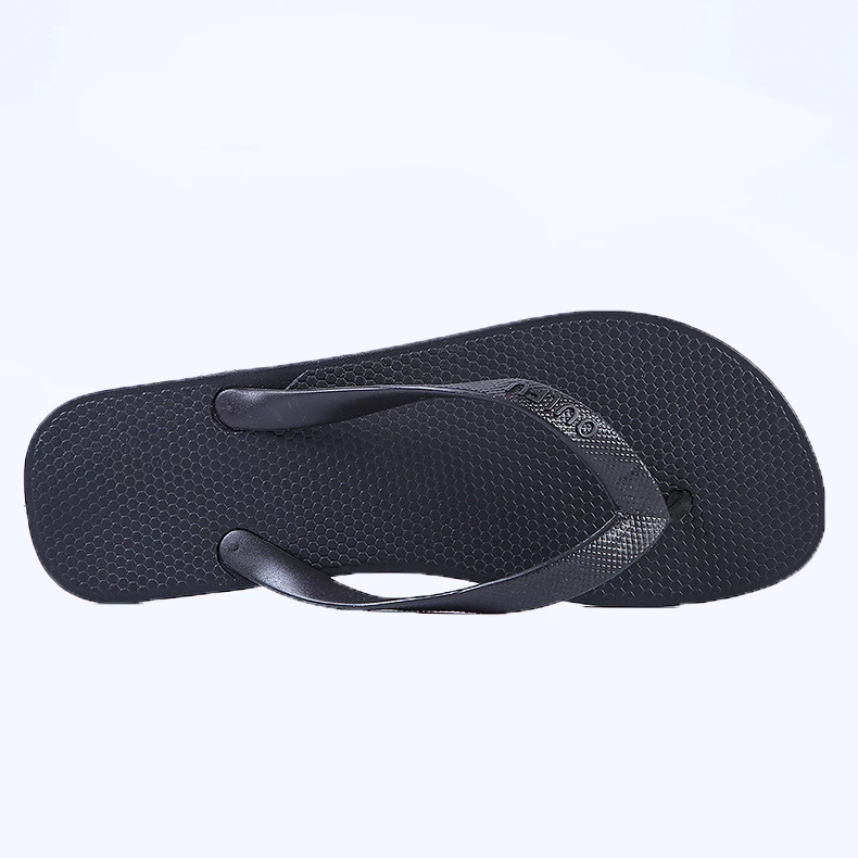 Black Rubber Toe Post Falt Flip Flops - Image 3