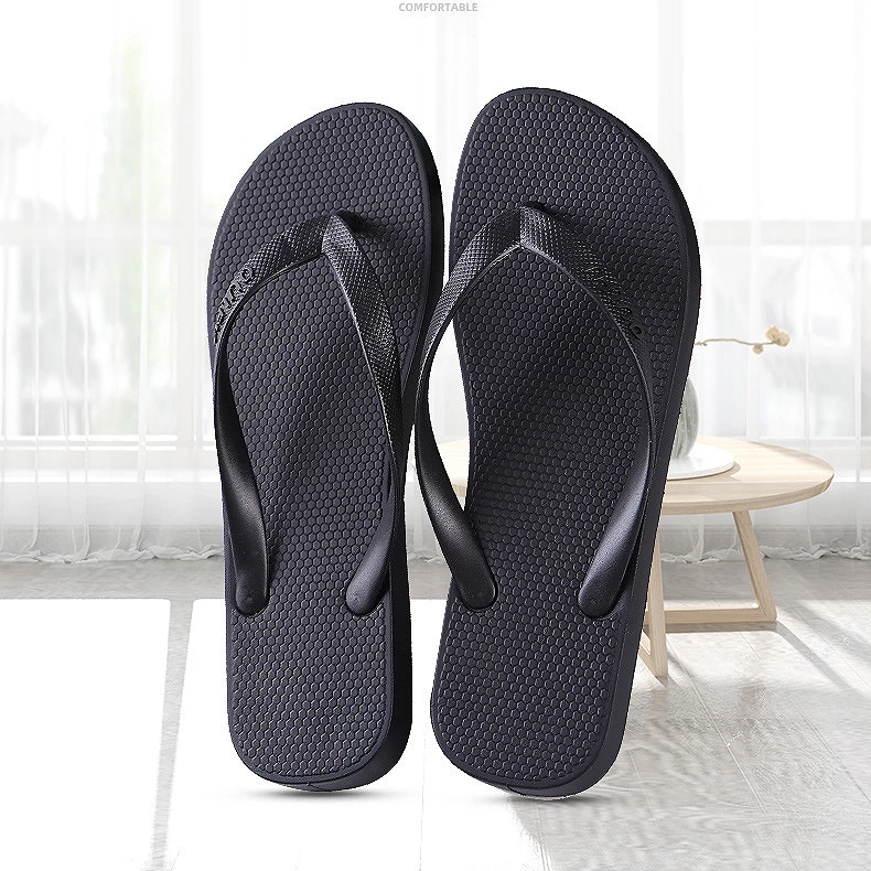 Black Rubber Toe Post Falt Flip Flops - Image 2