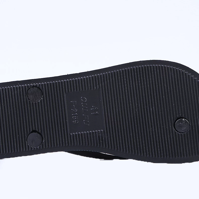 Black Rubber Toe Post Falt Flip Flops - Image 4
