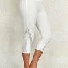 White Mid Waisted Capri Elastic Waist Leggings