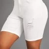 White Pocket Skinny Zipper Fly High Waisted Shorts